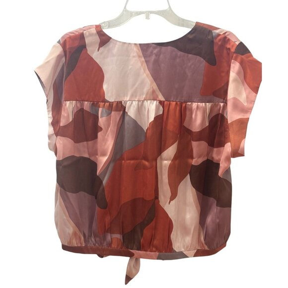 NEW DR2 Women’s Cap Sleeve Tie Blouse Abstract Pattern Size XL NWT - Picture 3 of 5